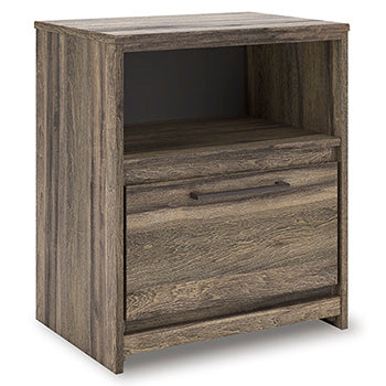 Elbrim Nightstand in Brown, angle view