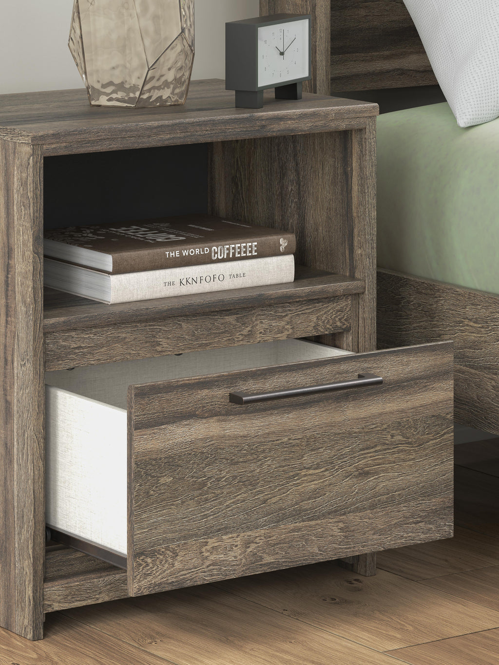 Elbrim Nightstand in Brown, detail view