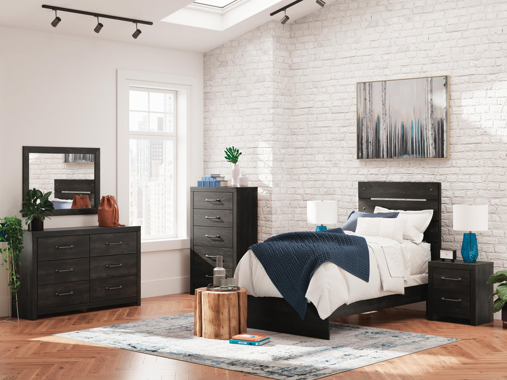 Hollivern Twin Panel Bed in Dark Gray, alternate view 11