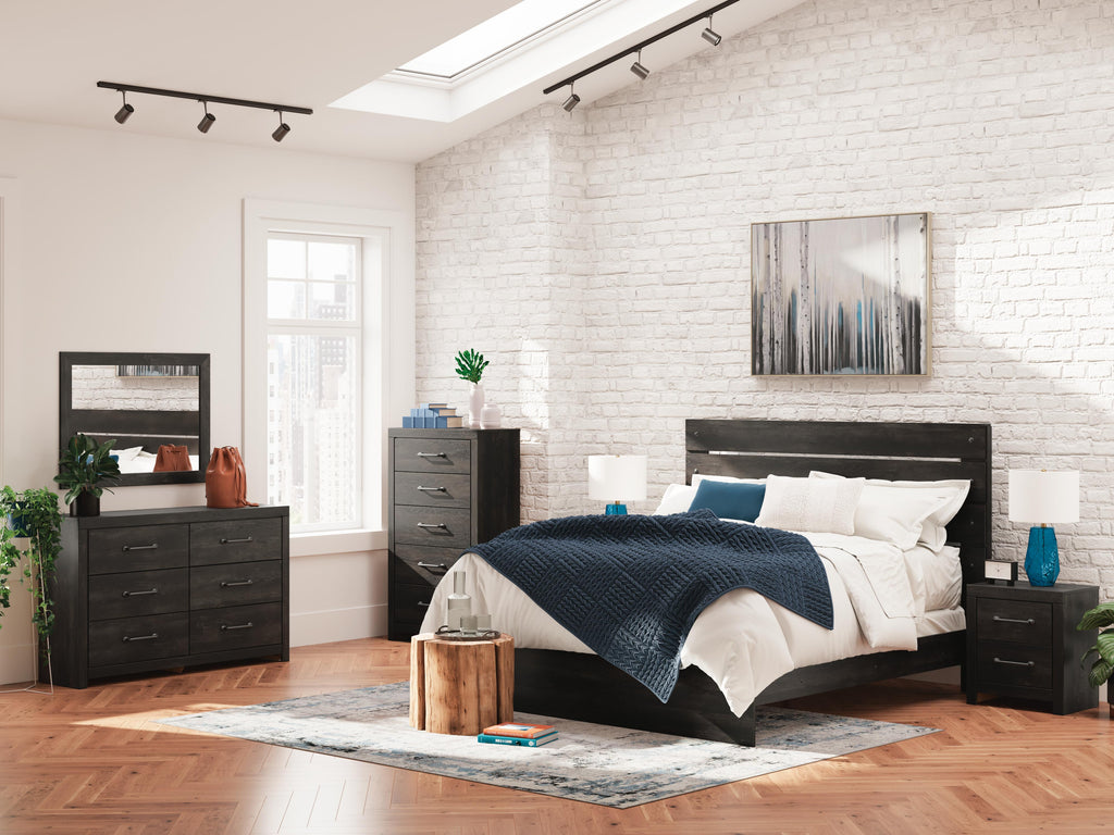 Hollivern King Panel Bed in Dark Gray, alternate view 11