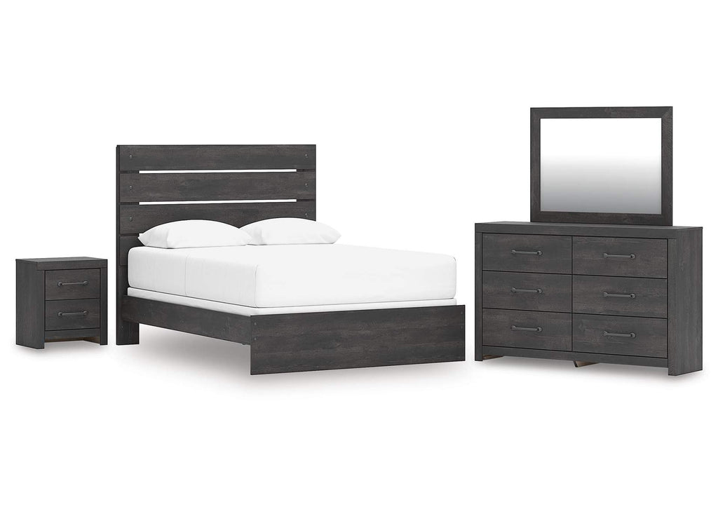 Delmorta Queen Panel Bed, Dresser, Mirror and Nightstand