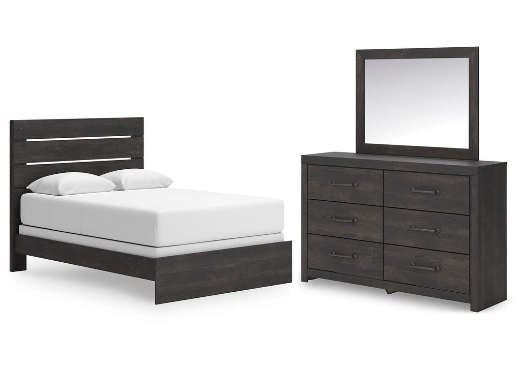 Delmorta Queen Panel Bed, Dresser and Mirror