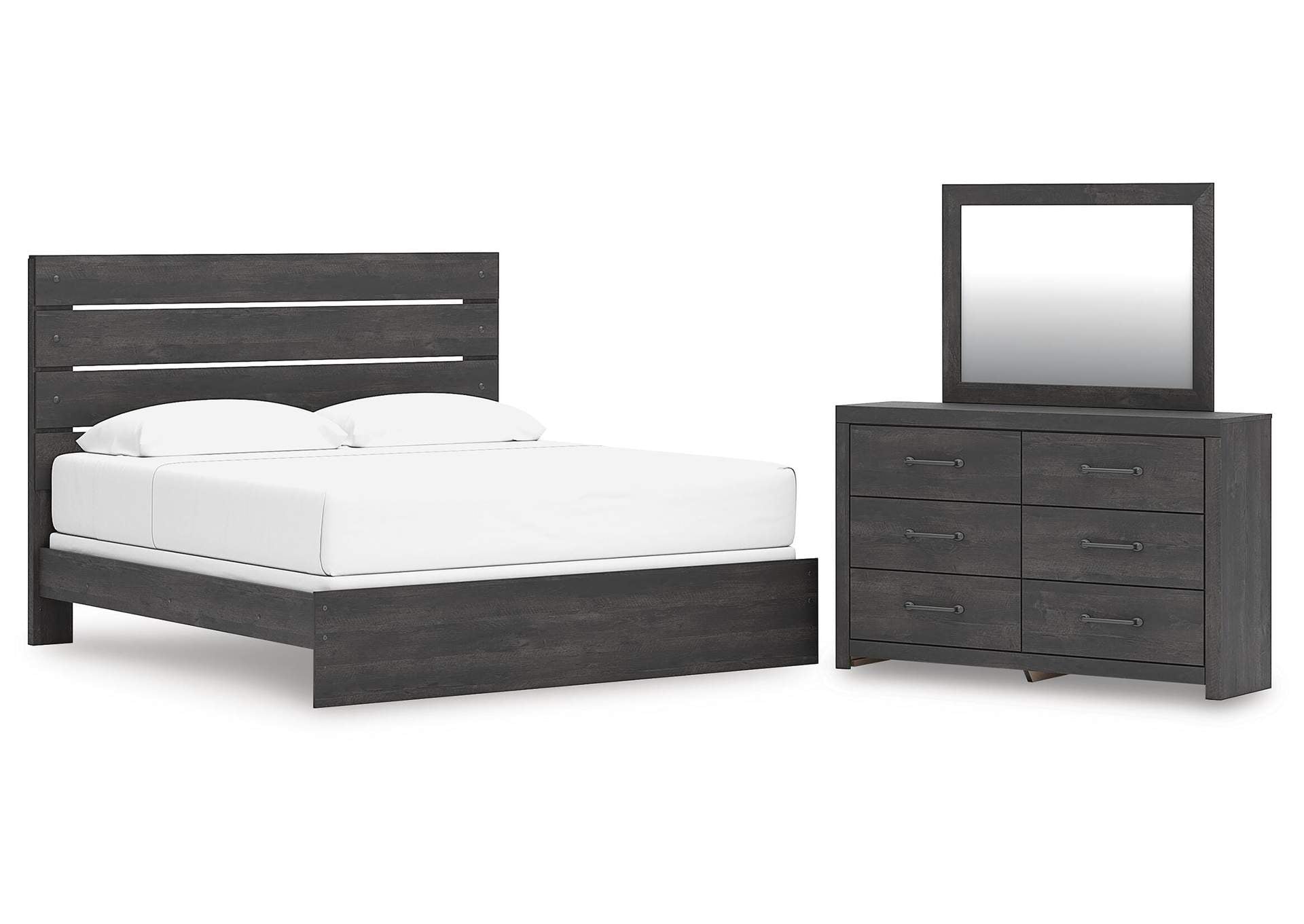 Delmorta King Panel Bed, Dresser and Mirror