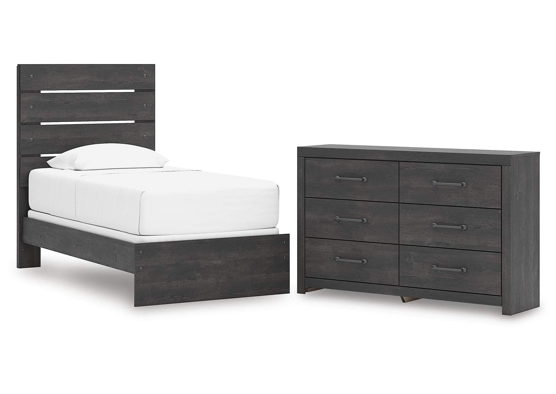 Delmorta Twin Panel Bed and Dresser