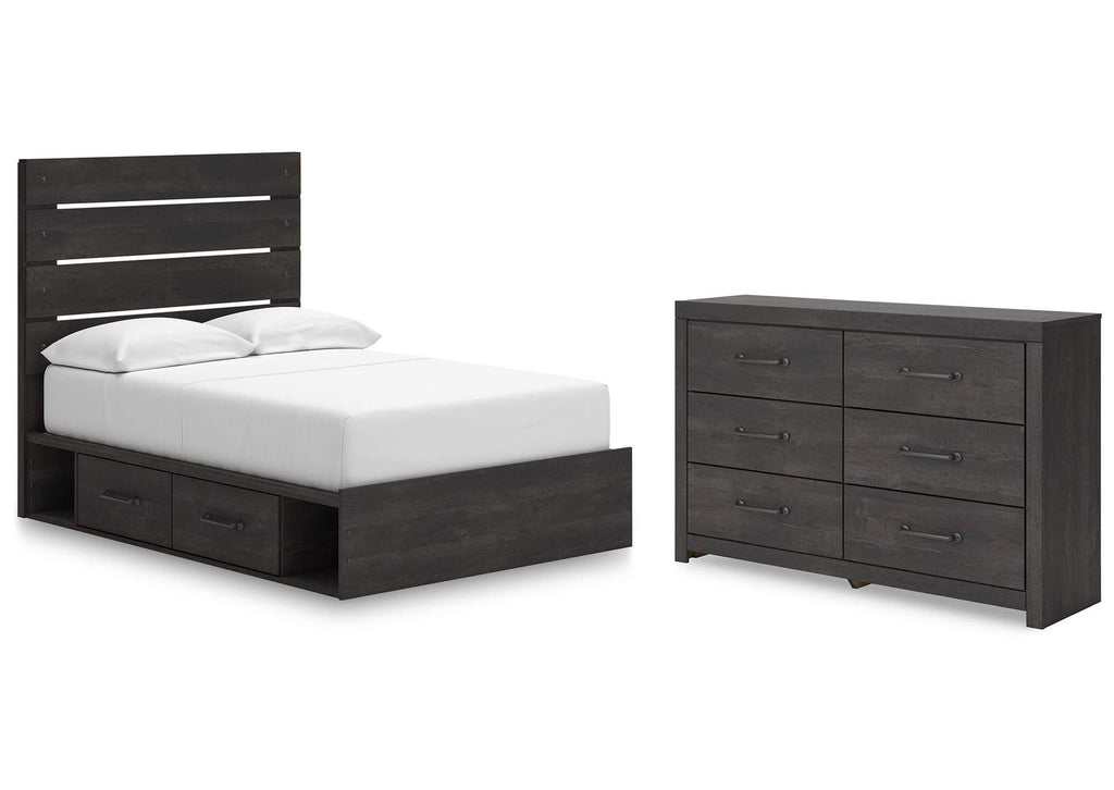 Delmorta Full Panel Storage Bed and Dresser