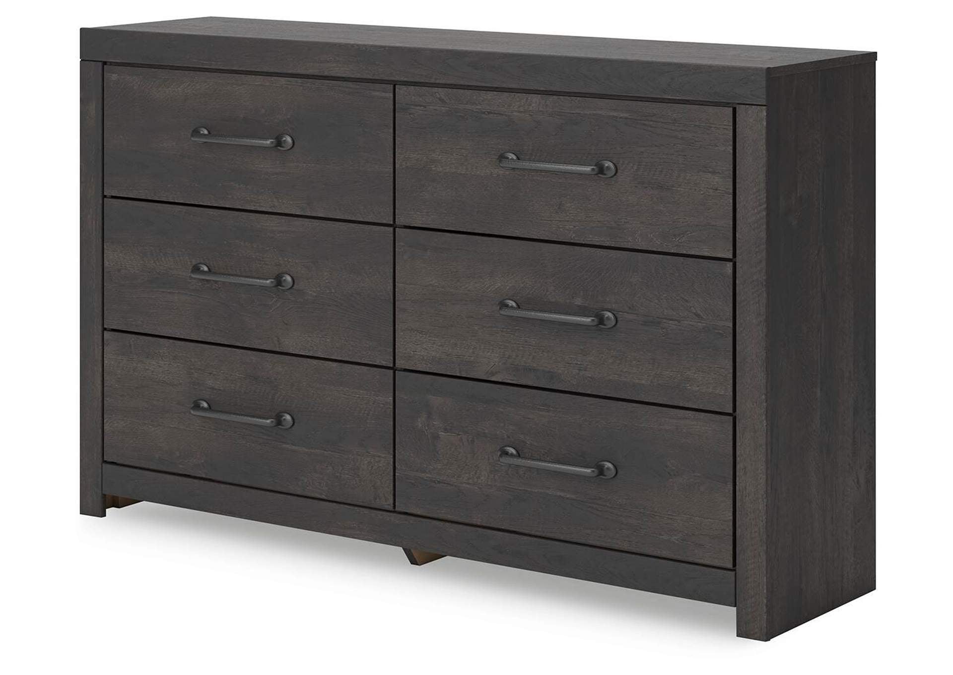 Delmorta Twin Panel Bed, Dresser and Nightstand angled view