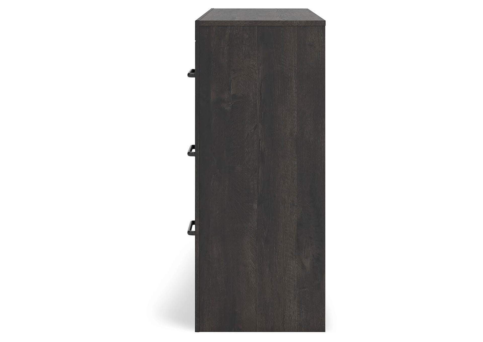 Delmorta Twin Panel Bed with Storage, Dresser and Nightstand side view