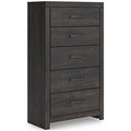 Hollivern Chest of Drawers in Dark Gray, angle view