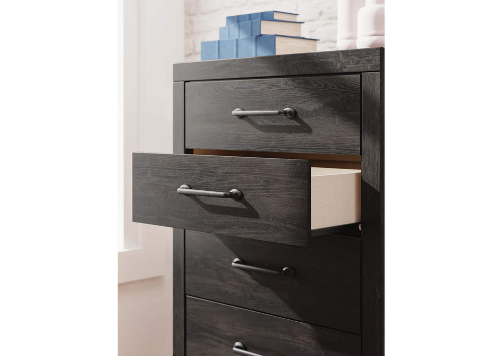 Delmorta Twin Panel Storage Bed, Dresser, Mirror, Chest and 2 Nightstands detail