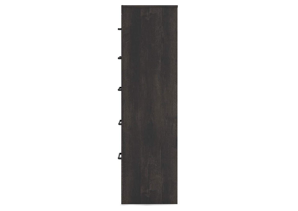 Delmorta Twin Panel Bed, Dresser, Mirror and Chest side view