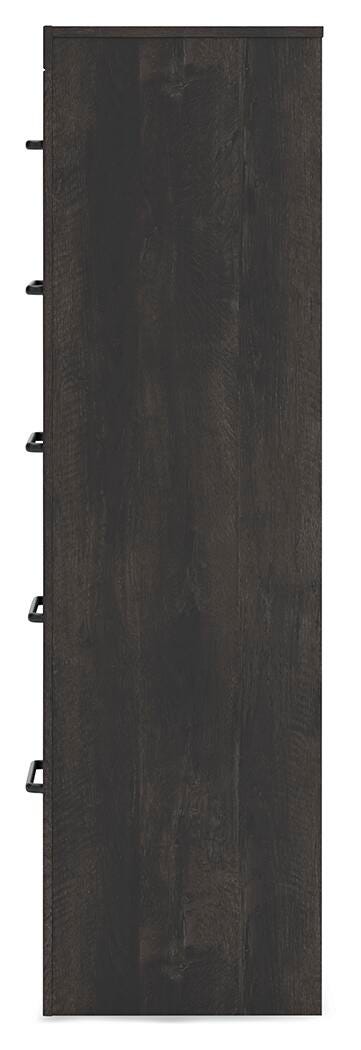 Hollivern Chest of Drawers in Dark Gray, alternate side view