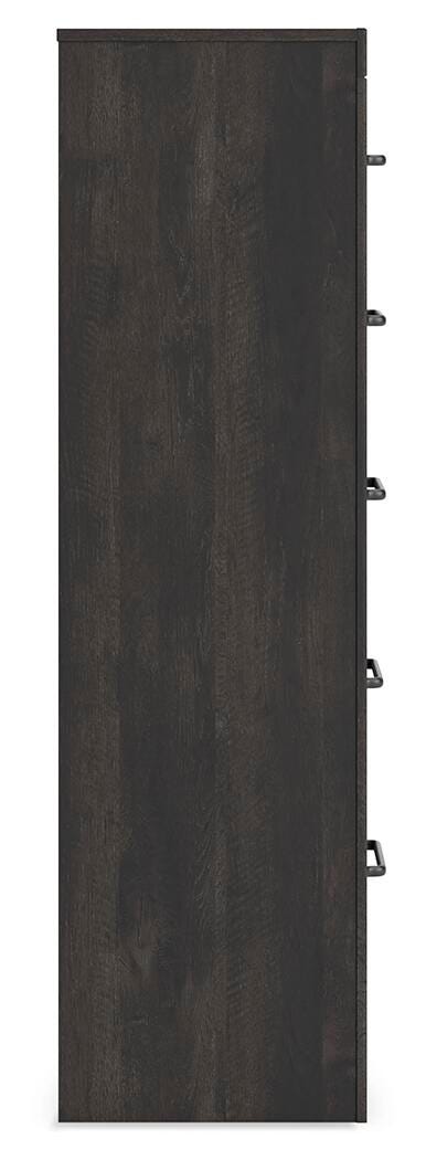 Hollivern Chest of Drawers in Dark Gray, side view
