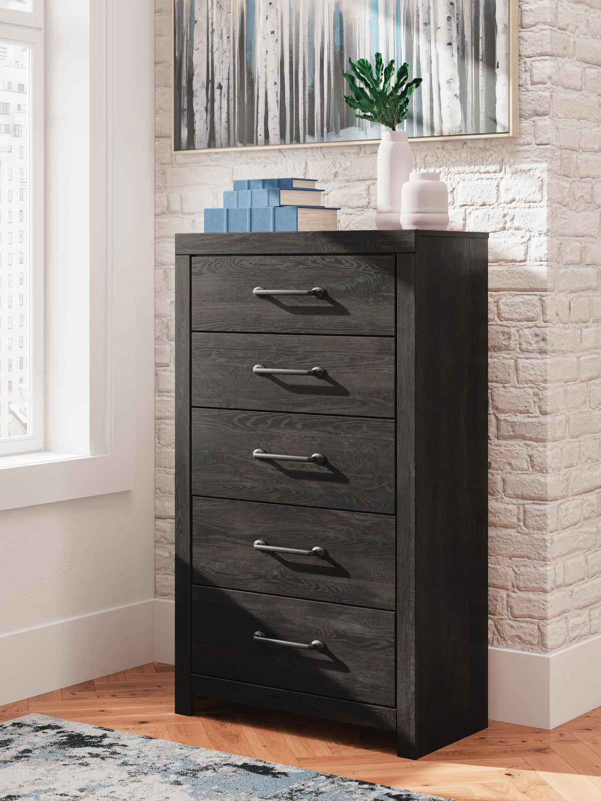 Hollivern Chest of Drawers in Dark Gray, alternate view 3