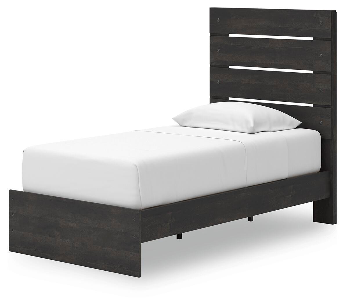 Hollivern Twin Panel Storage Bed in Dark Gray, angle view