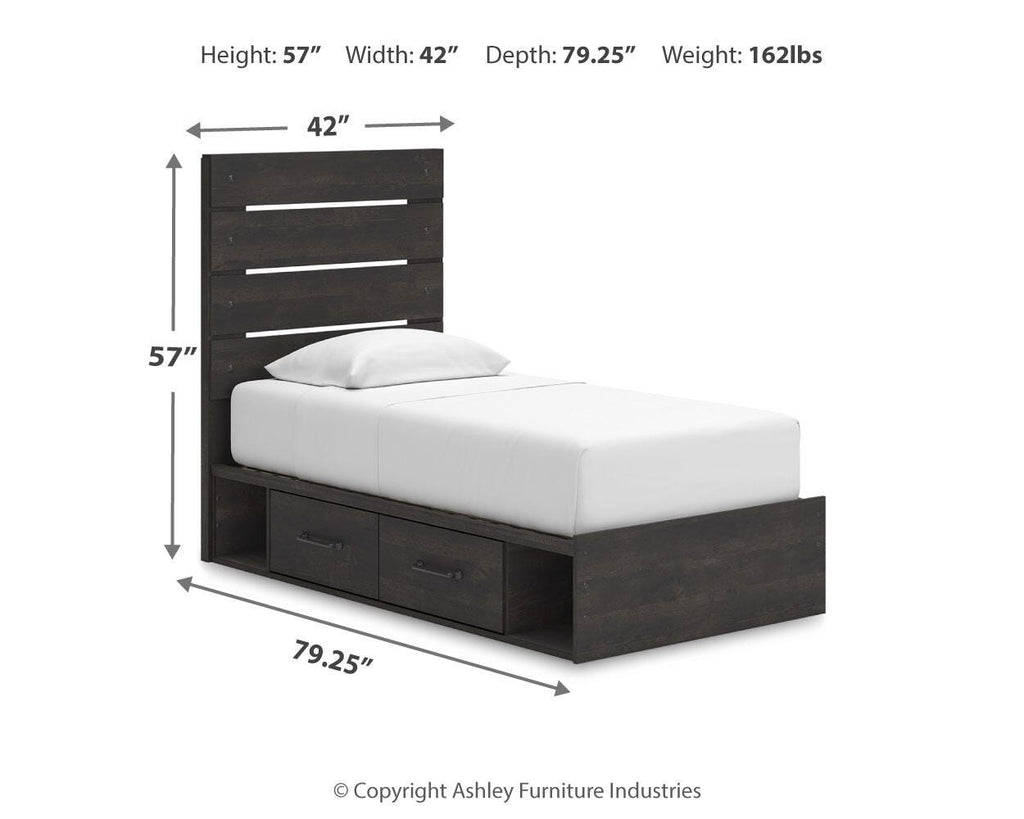Hollivern Twin Panel Storage Bed in Dark Gray, alternate view 4