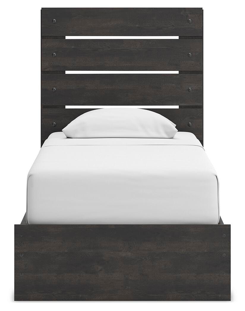 Hollivern Twin Panel Storage Bed in Dark Gray, front view