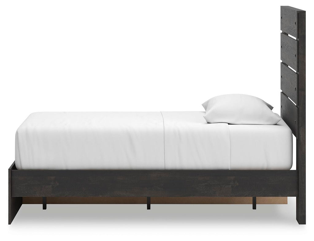 Hollivern Twin Panel Storage Bed in Dark Gray, alternate side view