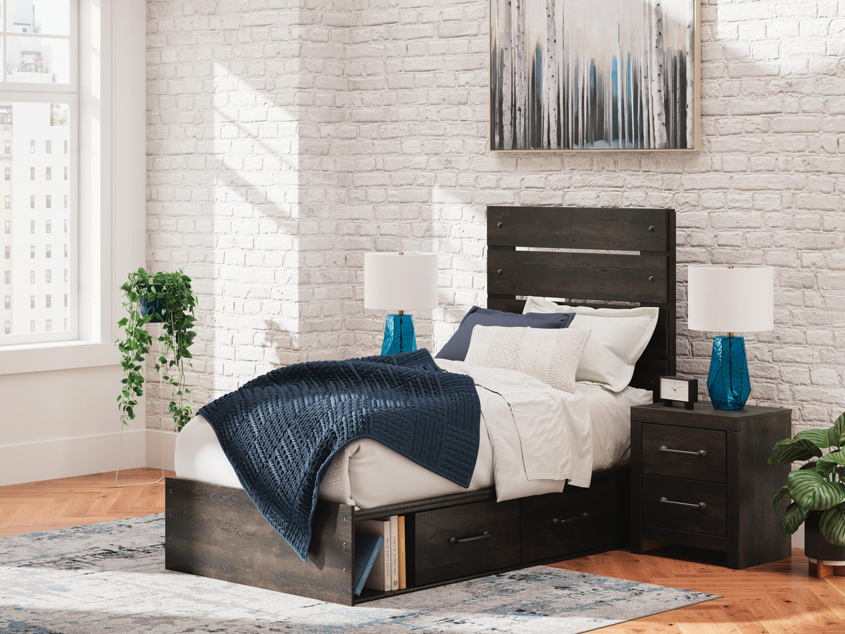 Hollivern Twin Panel Storage Bed in Dark Gray, alternate view 2