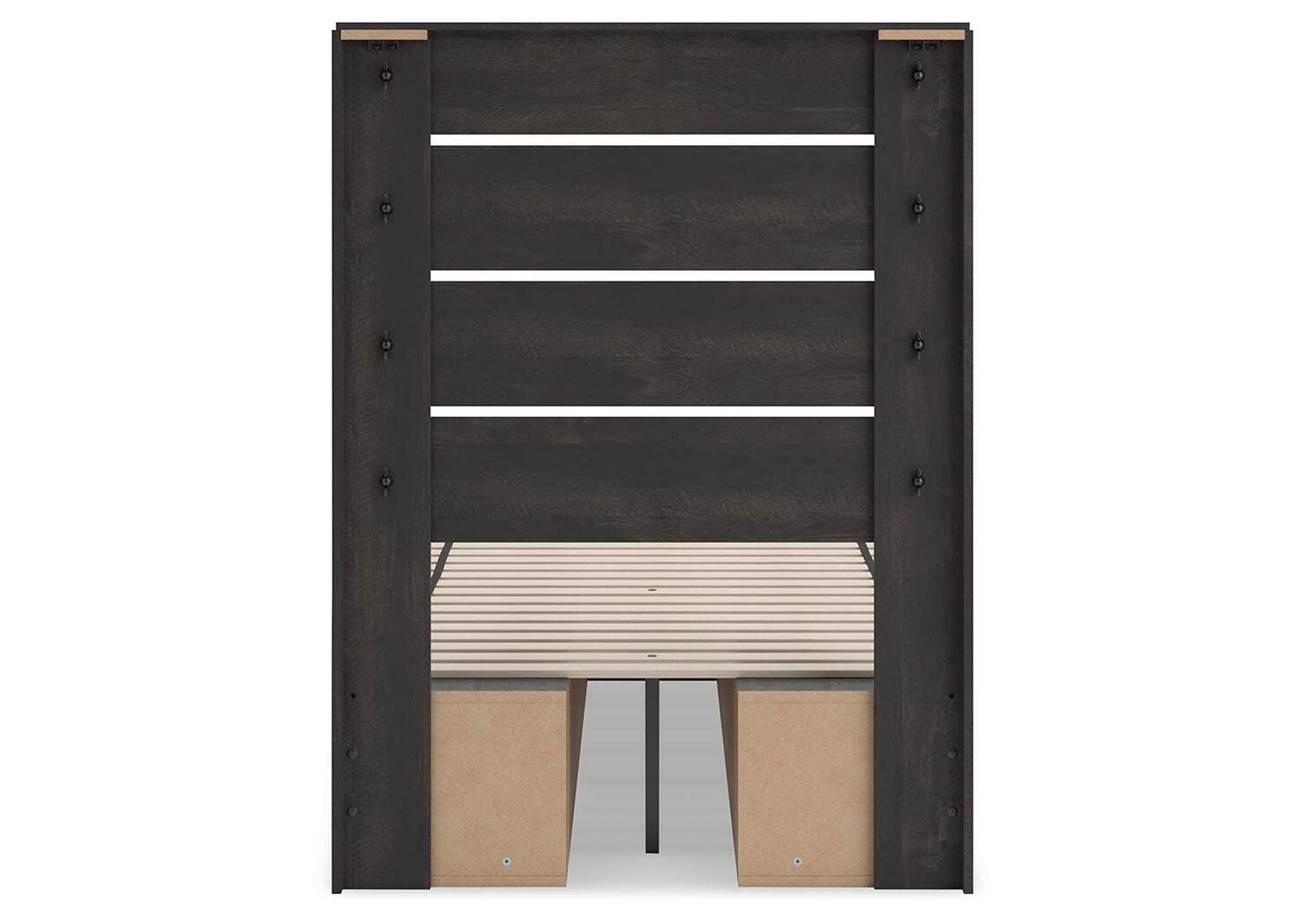Delmorta Twin Panel Bed with Storage, Dresser, Mirror, Chest and 2 Nightstands