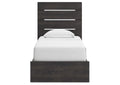 Delmorta Twin Panel Bed with Storage, Dresser and Mirror