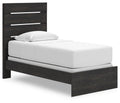 Hollivern Twin Panel Bed in Dark Gray, angle view