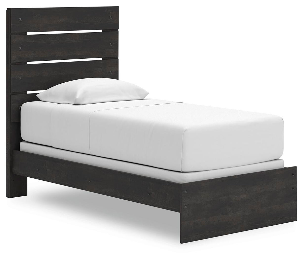 Hollivern Twin Panel Bed in Dark Gray, angle view