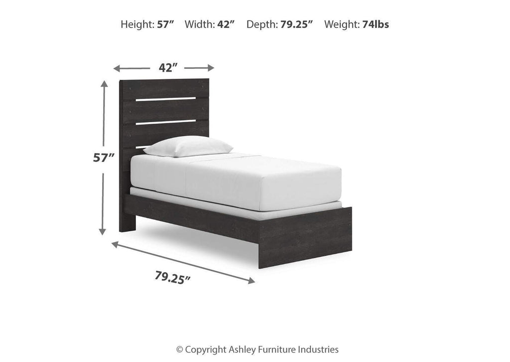 Delmorta Twin Panel Bed, Dresser and Nightstand dimensions
