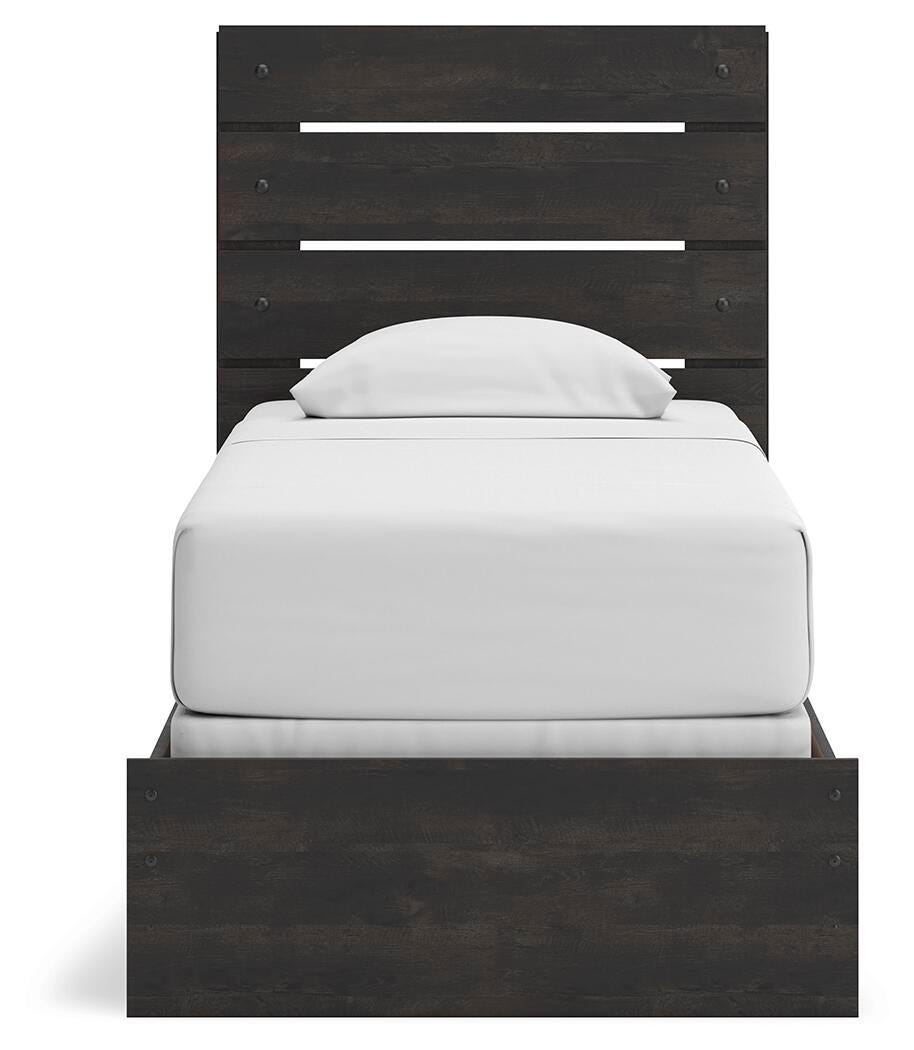 Hollivern Twin Panel Bed in Dark Gray, front view