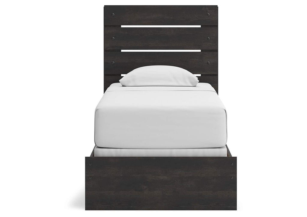 Delmorta Twin Panel Bed, Dresser, Mirror, Chest and 2 Nightstands front view