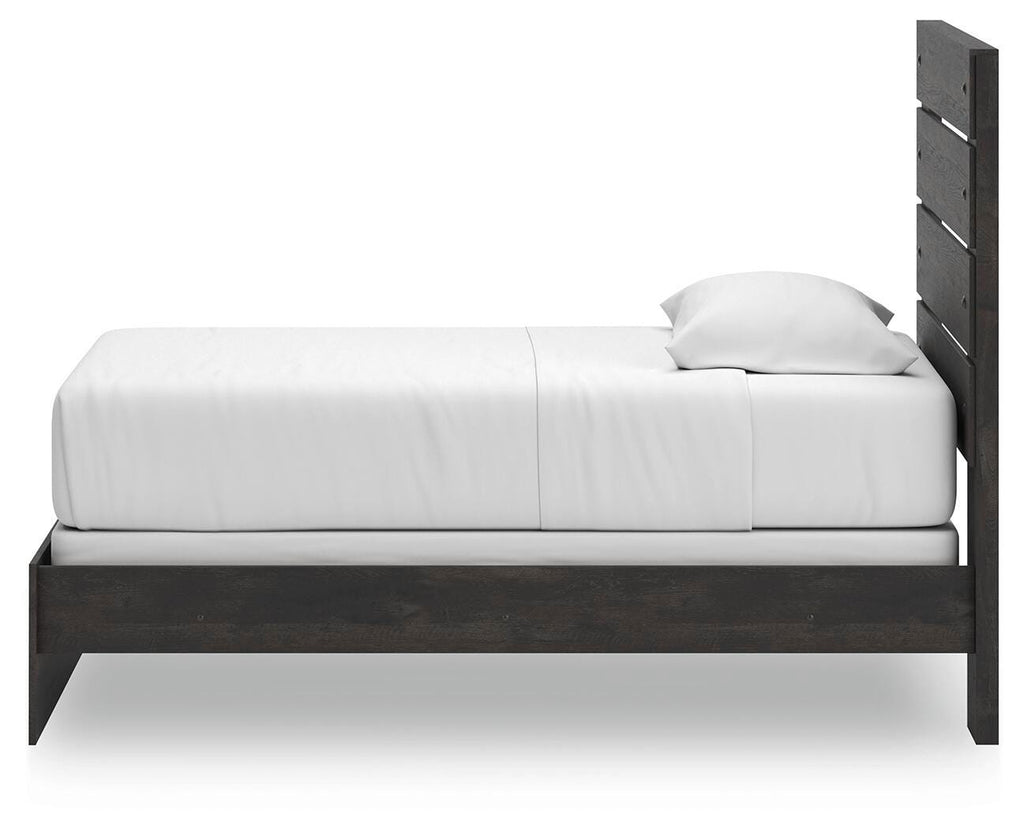 Hollivern Twin Panel Bed in Dark Gray, alternate side view