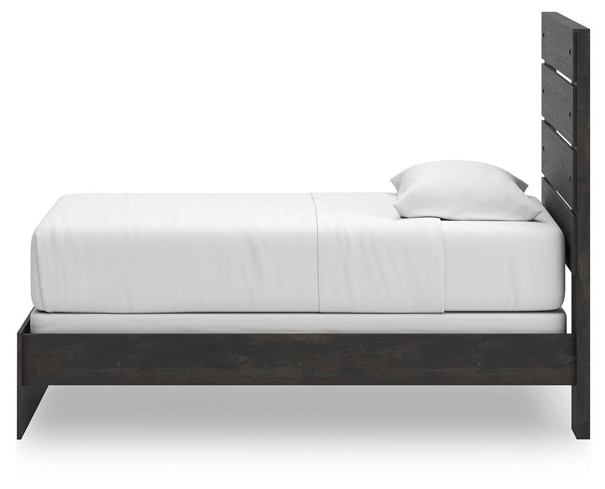 Hollivern Twin Panel Bed in Dark Gray, alternate side view
