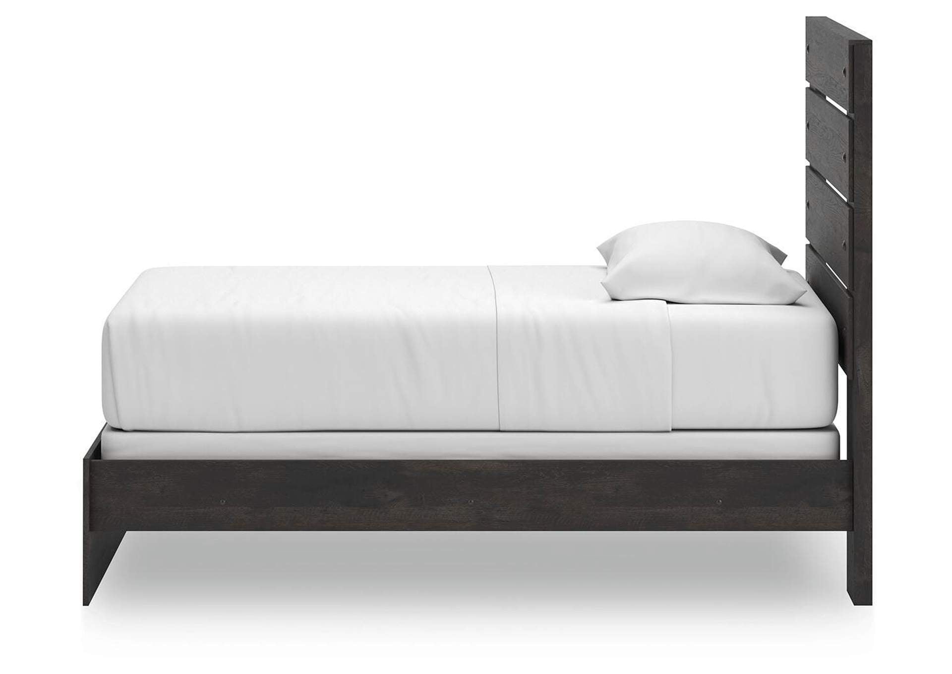Delmorta Twin Panel Bed, Dresser, Mirror, Chest and 2 Nightstands side view