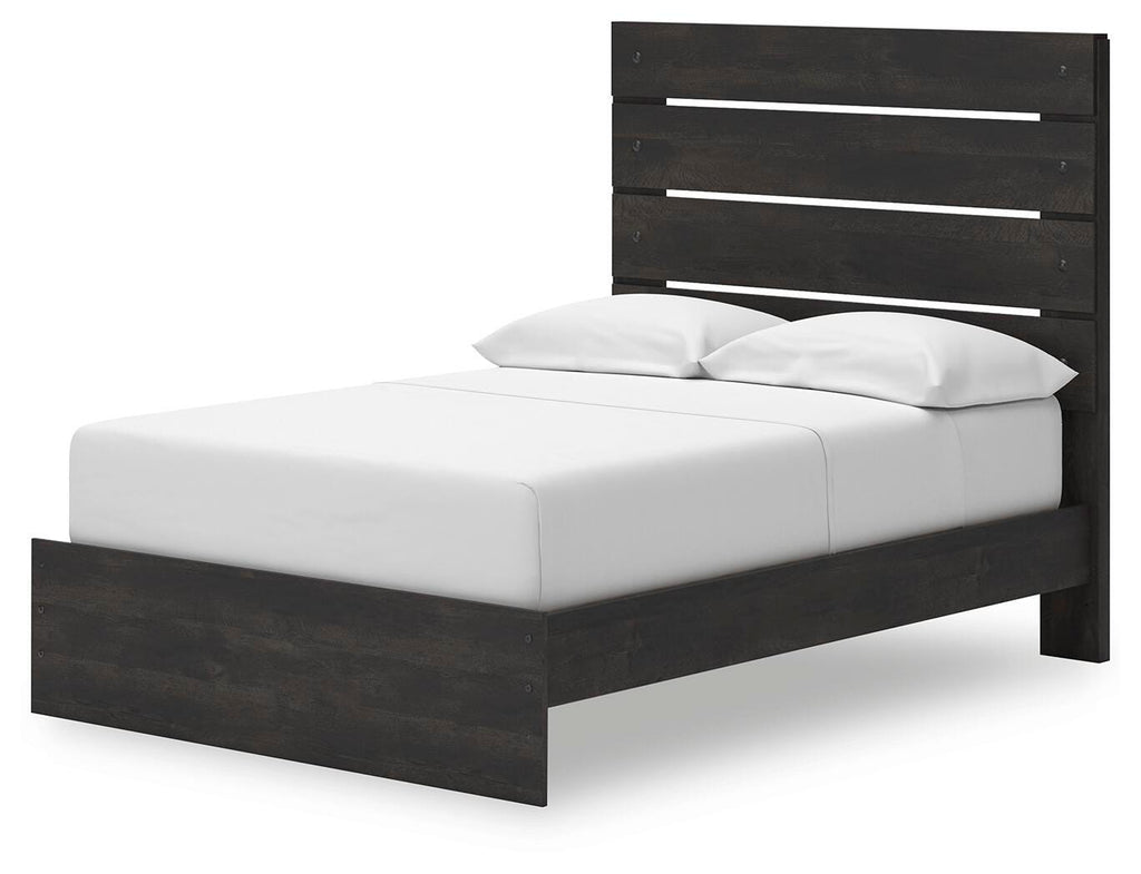 Hollivern Full Panel Storage Bed in Dark Gray, angle view