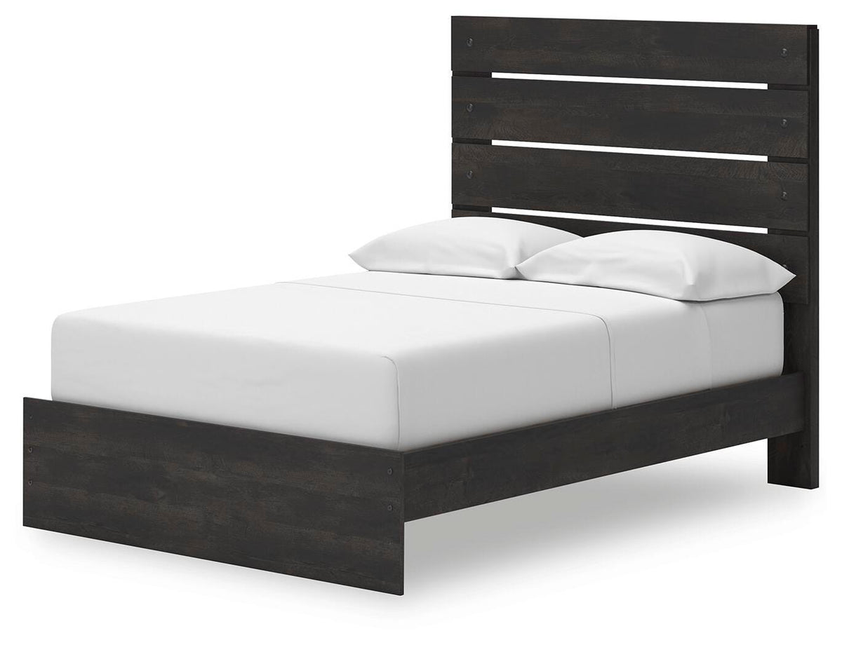 Hollivern Full Panel Storage Bed in Dark Gray, angle view