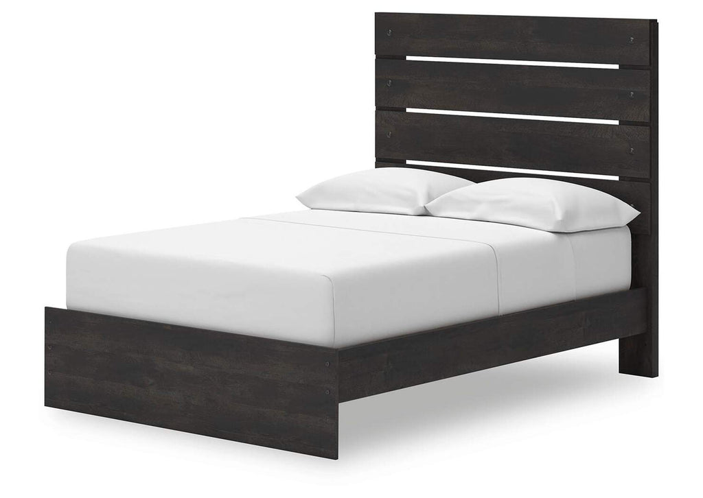 Delmorta Full Panel Storage Bed, Dresser, Mirror, Chest and Nightstand angled view