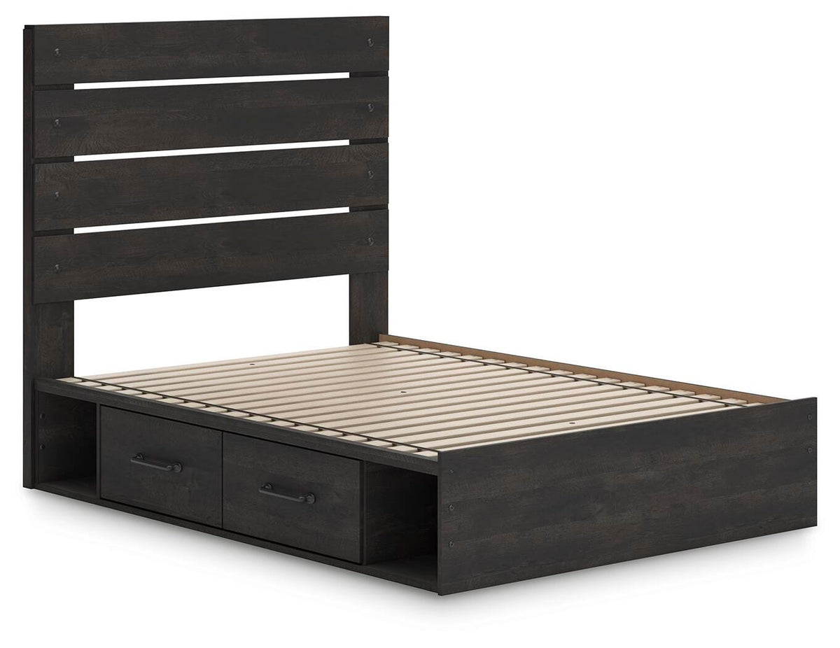 Hollivern Full Panel Storage Bed in Dark Gray, angle view
