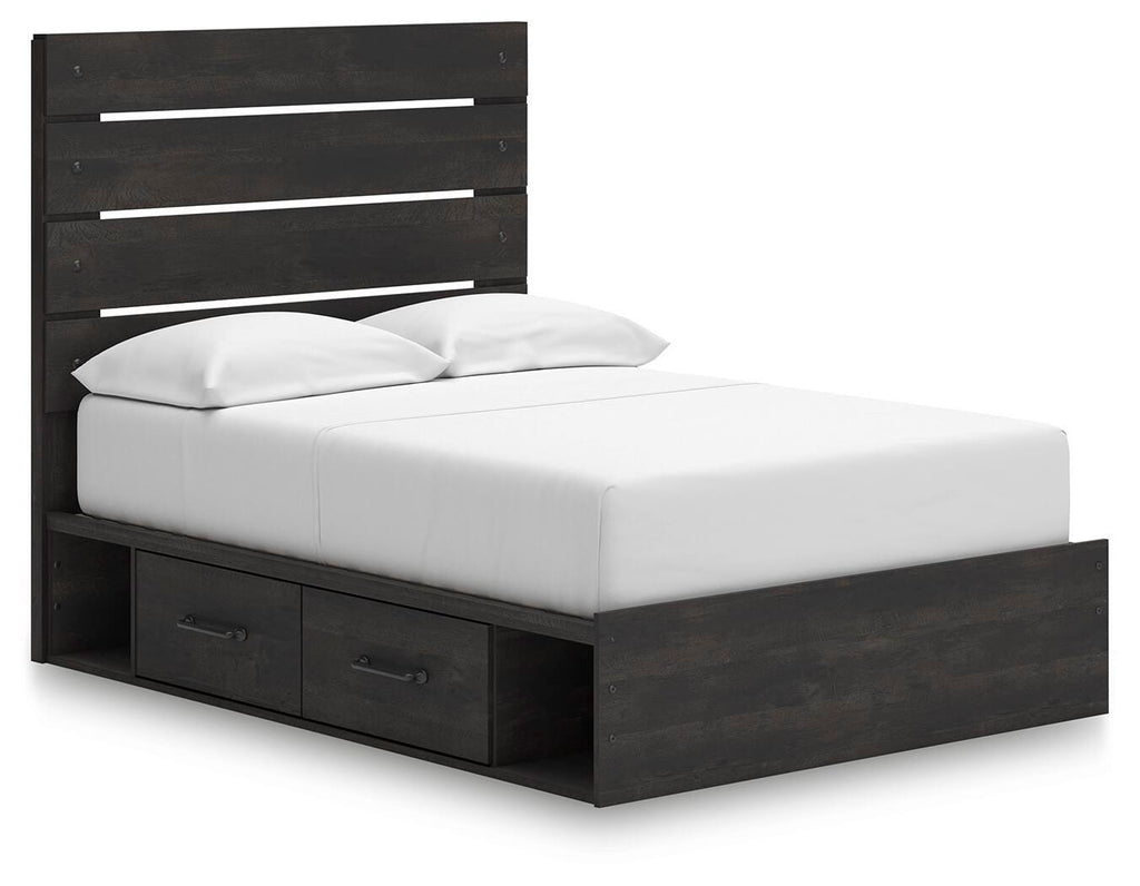 Hollivern Full Panel Storage Bed in Dark Gray, angle view