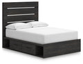 Hollivern Full Panel Storage Bed in Dark Gray, angle view