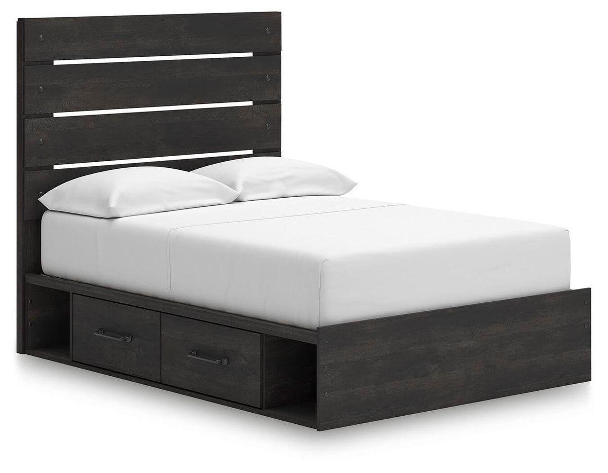 Hollivern Full Panel Storage Bed in Dark Gray, angle view