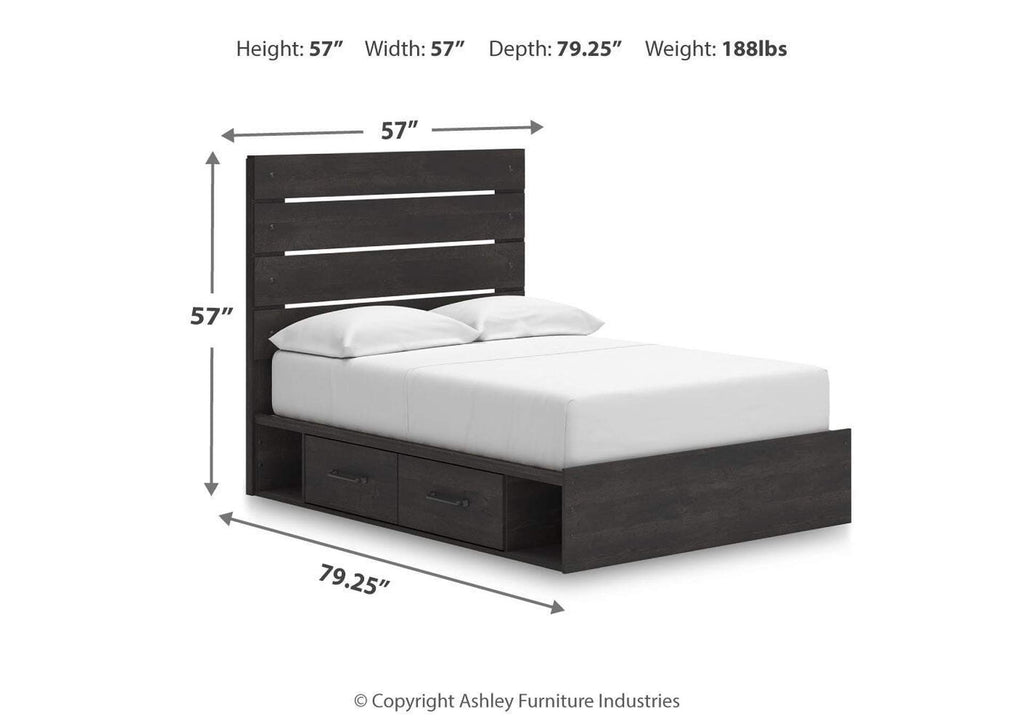 Delmorta Full Panel Storage Bed and Dresser dimensions