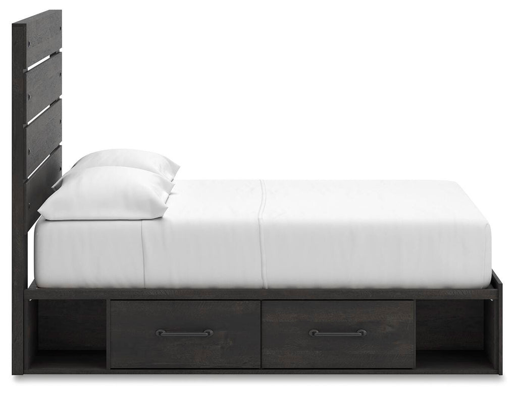 Hollivern Full Panel Storage Bed in Dark Gray, side view