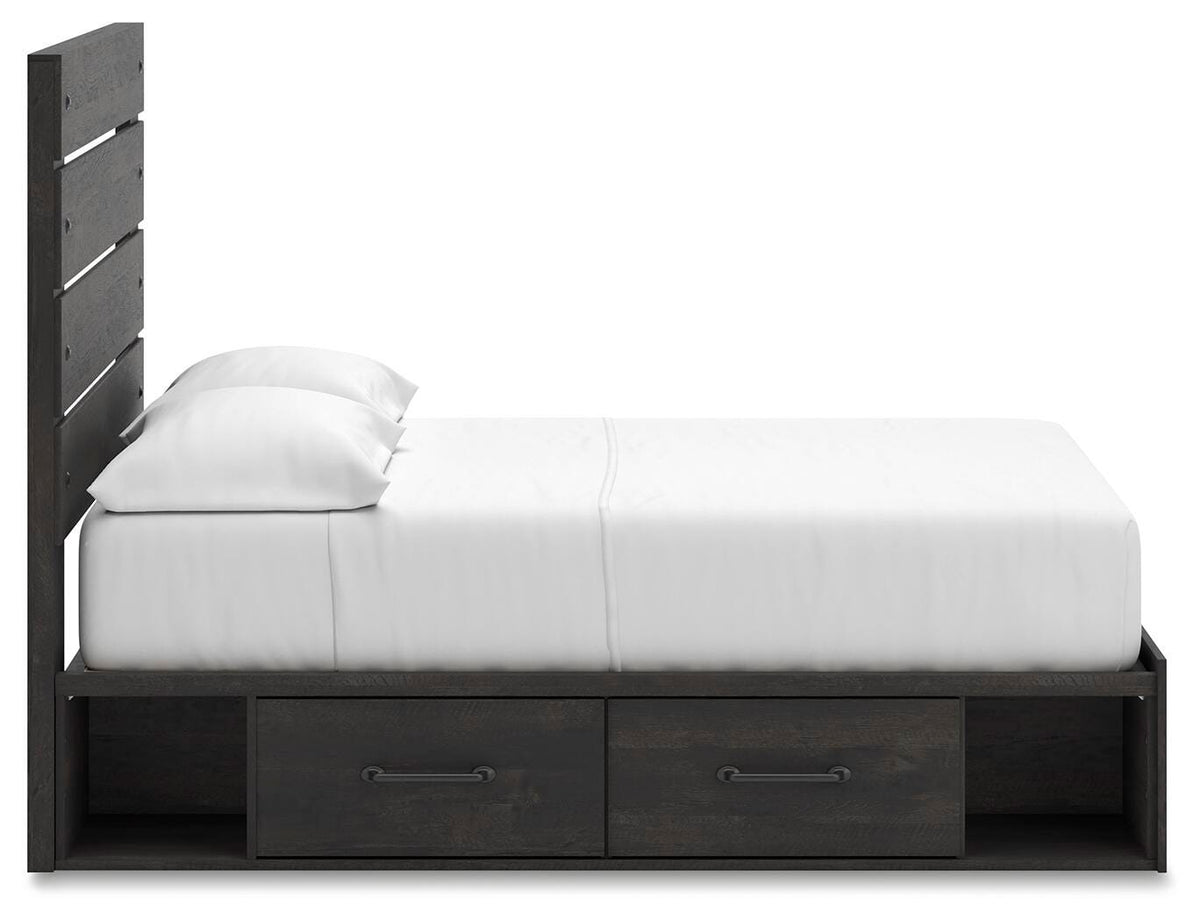 Hollivern Full Panel Storage Bed in Dark Gray, side view