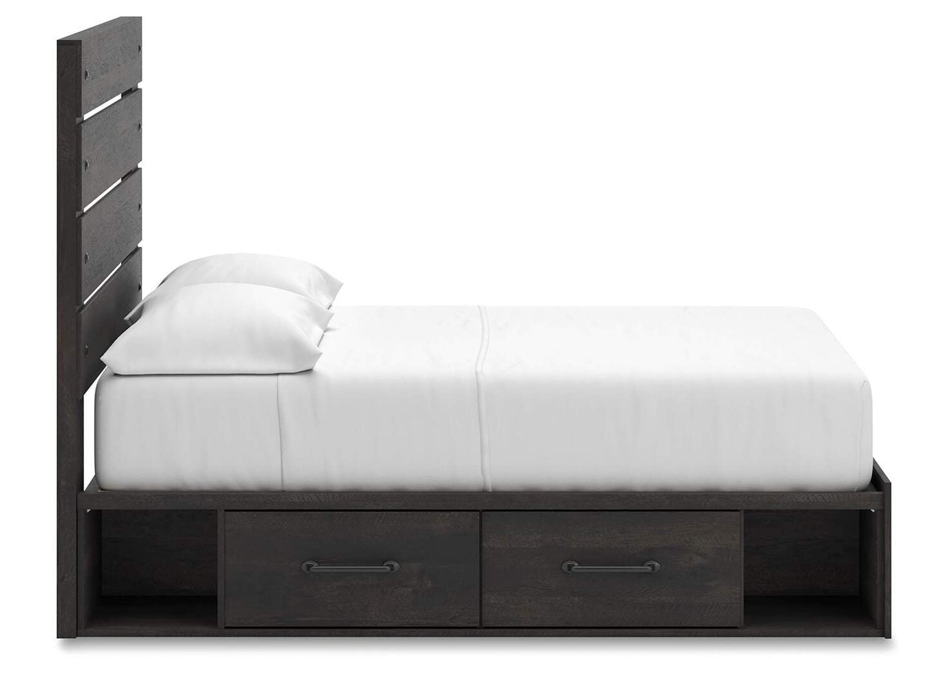 Delmorta Full Panel Storage Bed and Dresser side view