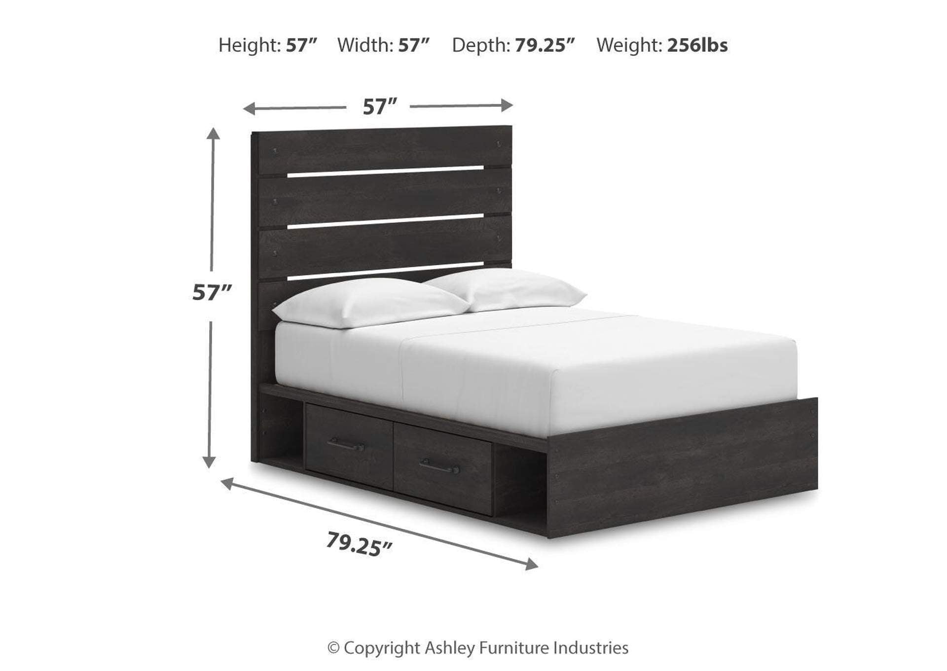Delmorta Full Panel Bed with Storage, Dresser, Mirror and Chest dimensions