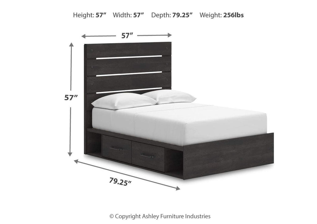 Delmorta Full Panel Bed with Storage, Dresser, Mirror, Chest and Nightstand dimensions