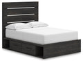 Hollivern Full Panel Bed with Storage in Dark Gray, angle view