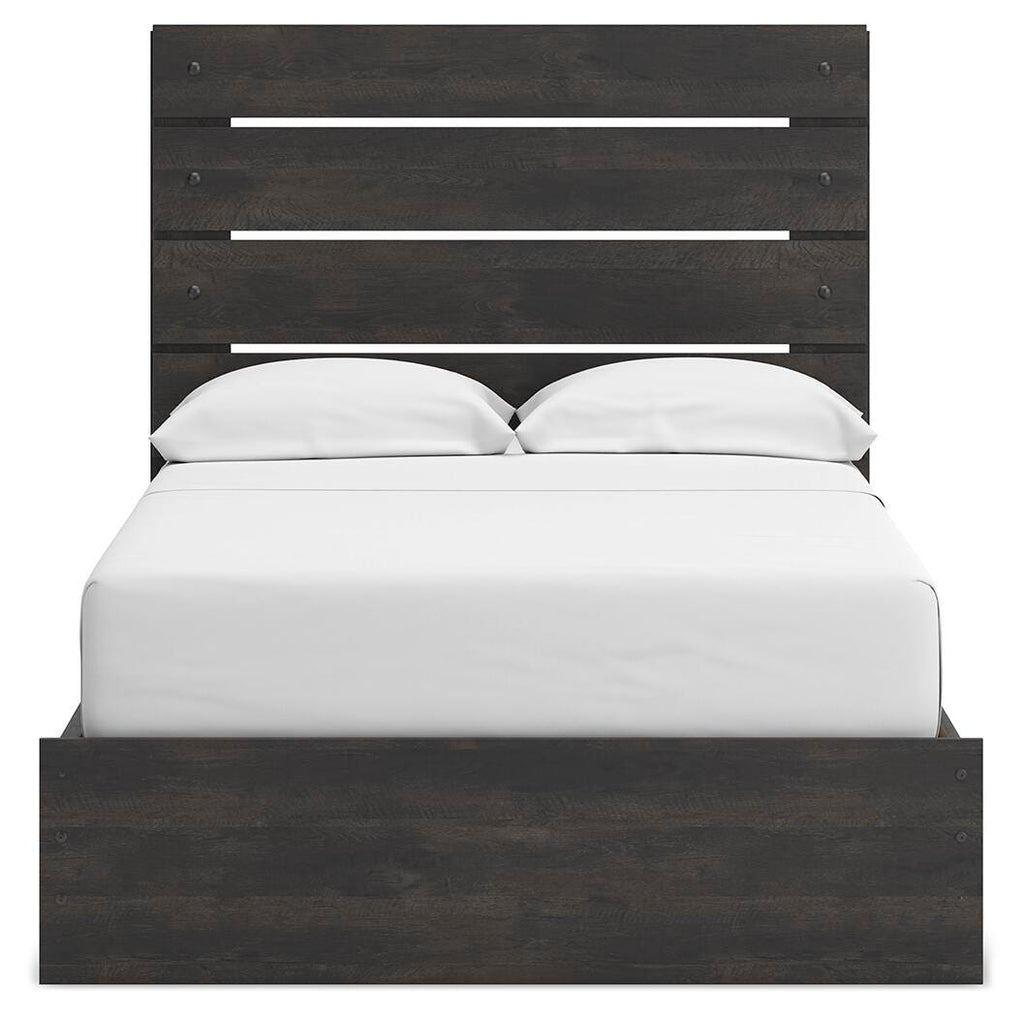 Hollivern Full Panel Bed with Storage in Dark Gray, front view