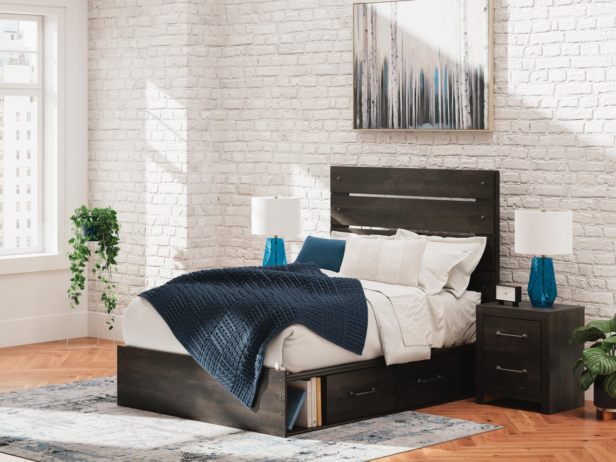 Hollivern Full Panel Bed with Storage in Dark Gray, alternate view 2