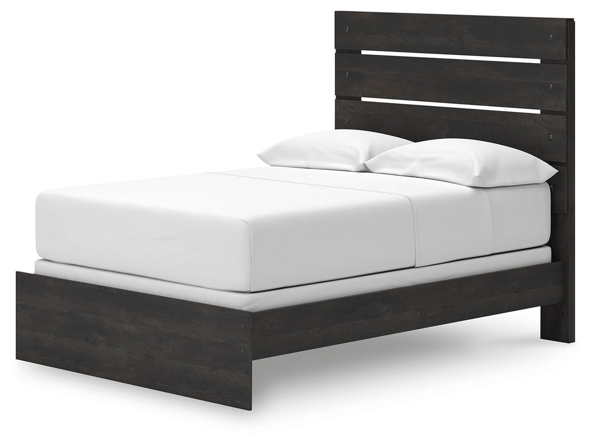 Hollivern Full Panel Bed in Dark Gray, angle view