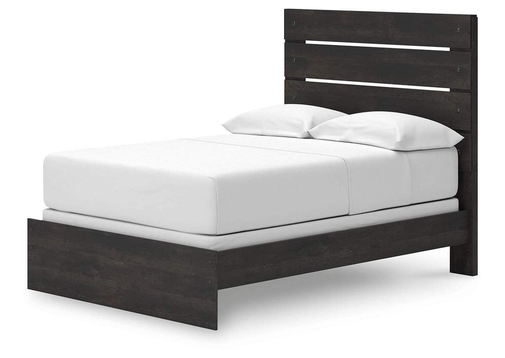 Delmorta Full Panel Bed, Dresser, Mirror, Chest and 2 Nightstands angled view